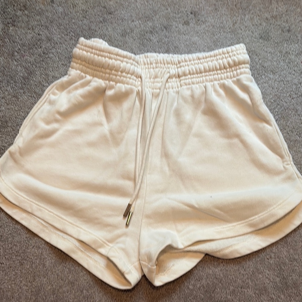 H&M Cream Athletic Shorts with Elastic Waistband